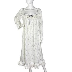 The 1 For U Martha Long Nightgown Victorian Lilac Rose Eyelet Prairie Cottage M